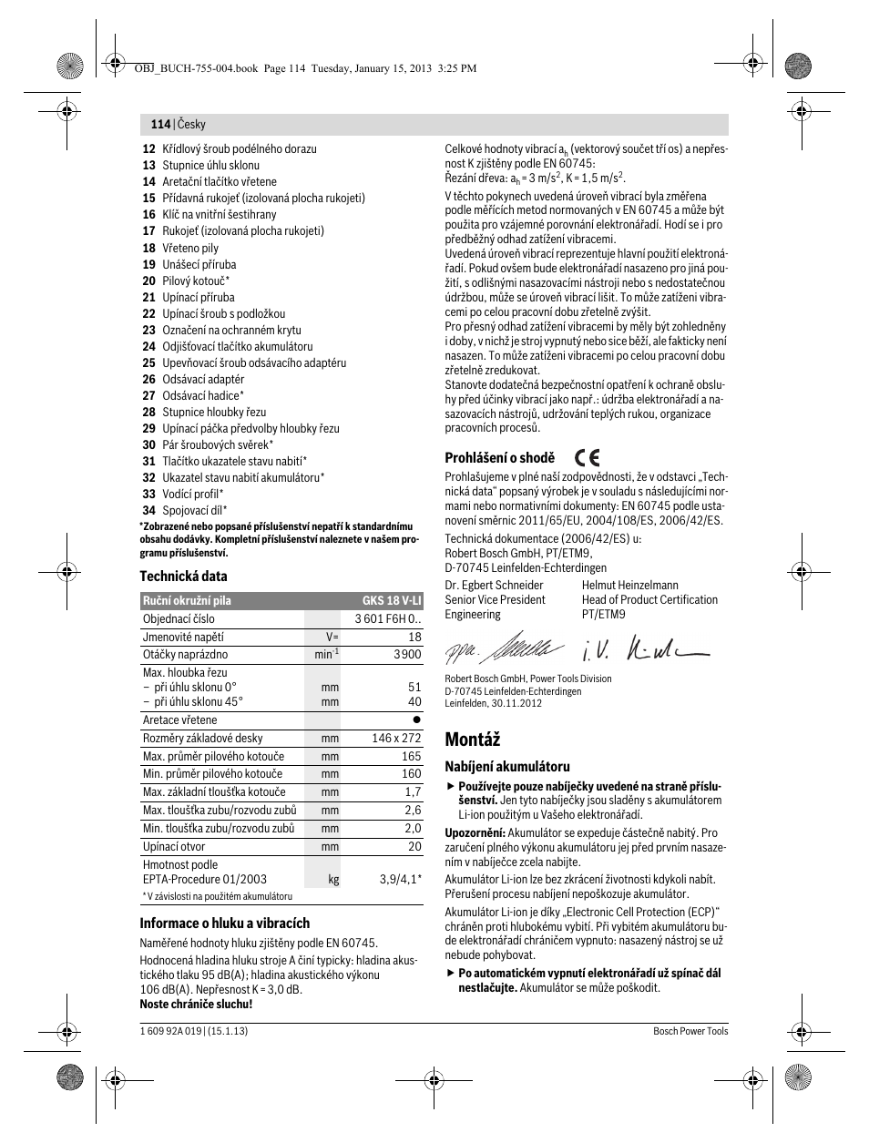 Montáž | Bosch GKS 18 V-LI Professional User Manual | Page 114 / 224