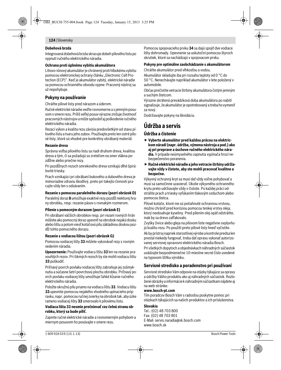 Údržba a servis | Bosch GKS 18 V-LI Professional User Manual | Page 124 / 224