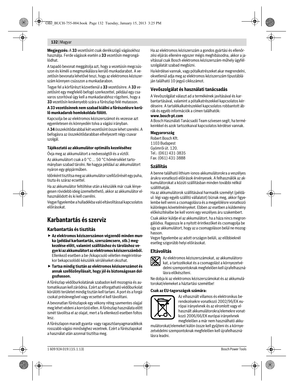 Karbantartás és szerviz | Bosch GKS 18 V-LI Professional User Manual | Page 132 / 224