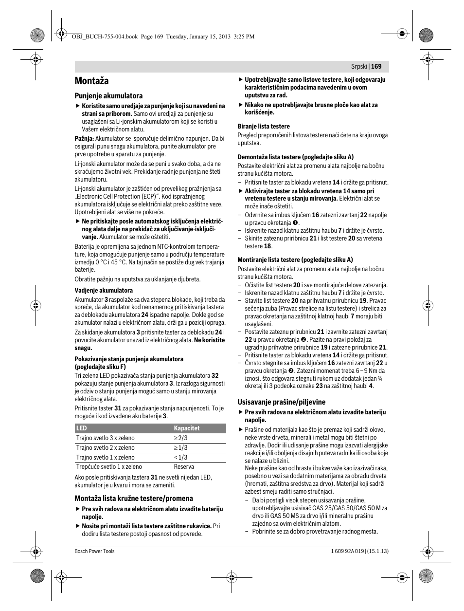 Montaža | Bosch GKS 18 V-LI Professional User Manual | Page 169 / 224