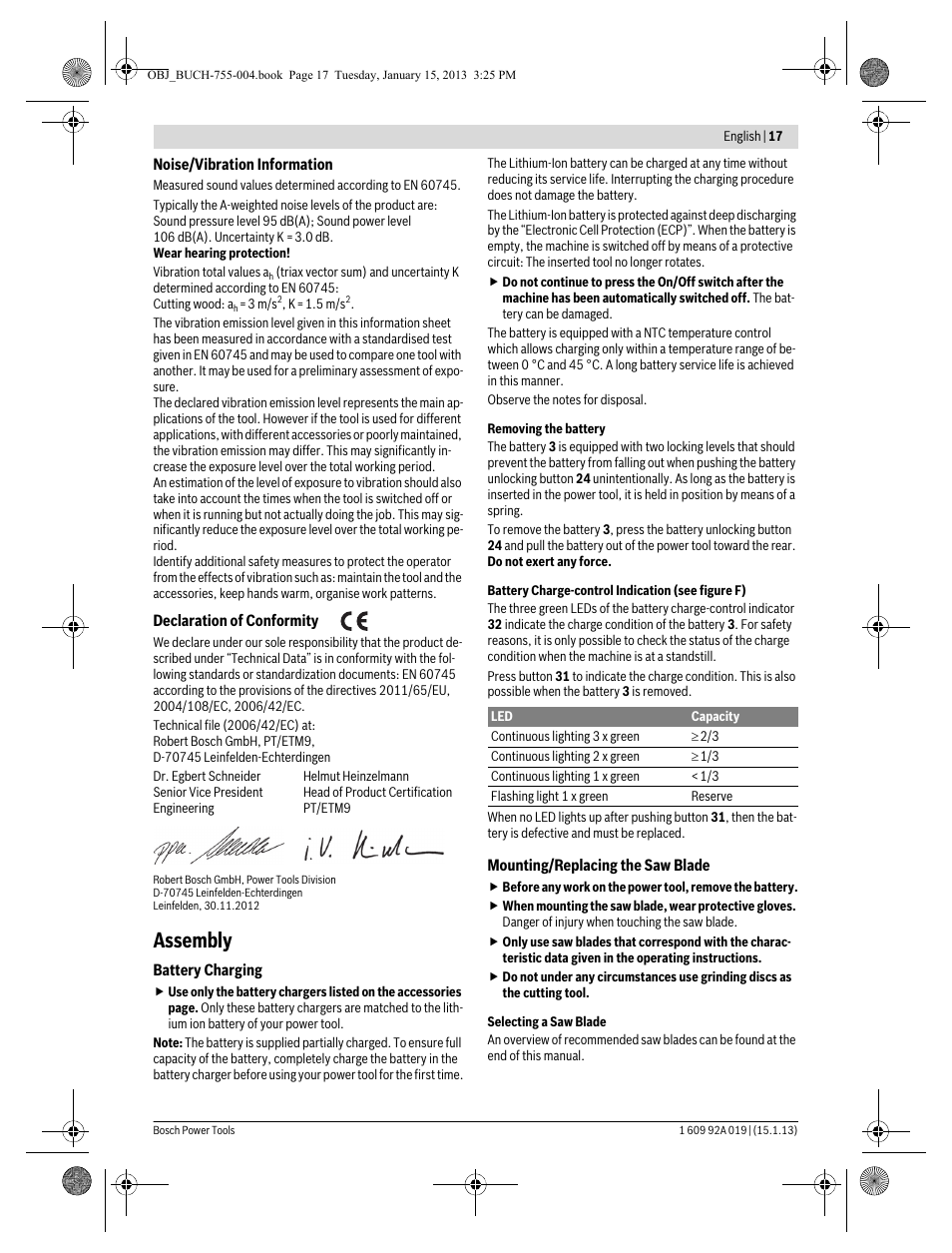 Assembly | Bosch GKS 18 V-LI Professional User Manual | Page 17 / 224