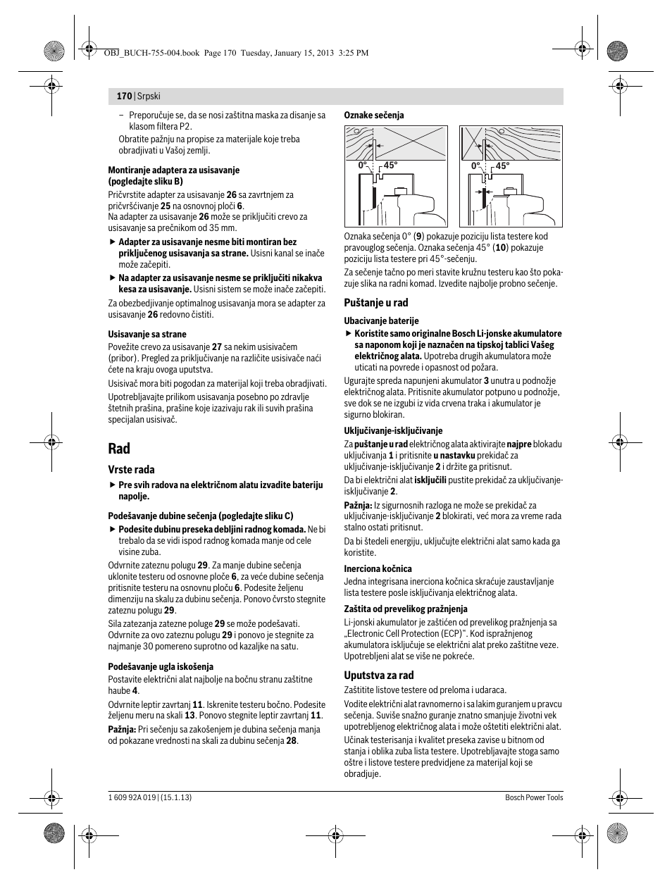 Bosch GKS 18 V-LI Professional User Manual | Page 170 / 224