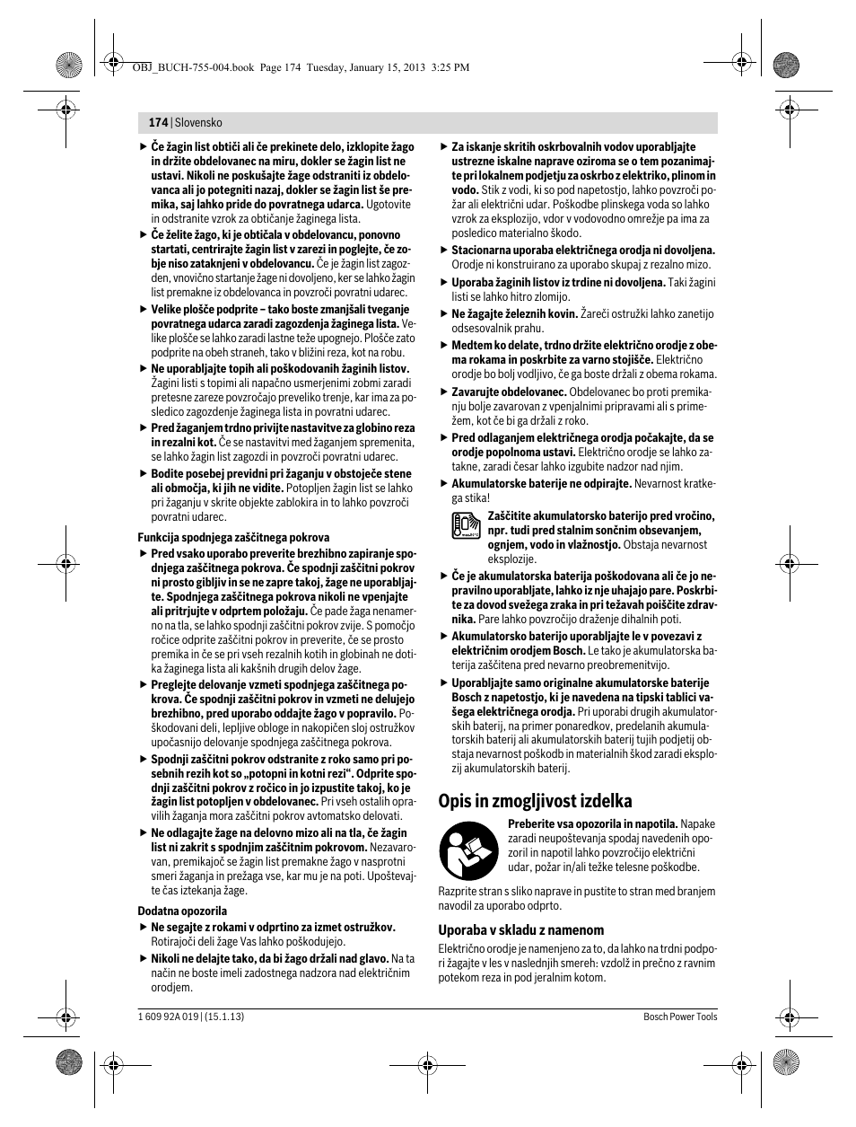 Opis in zmogljivost izdelka | Bosch GKS 18 V-LI Professional User Manual | Page 174 / 224