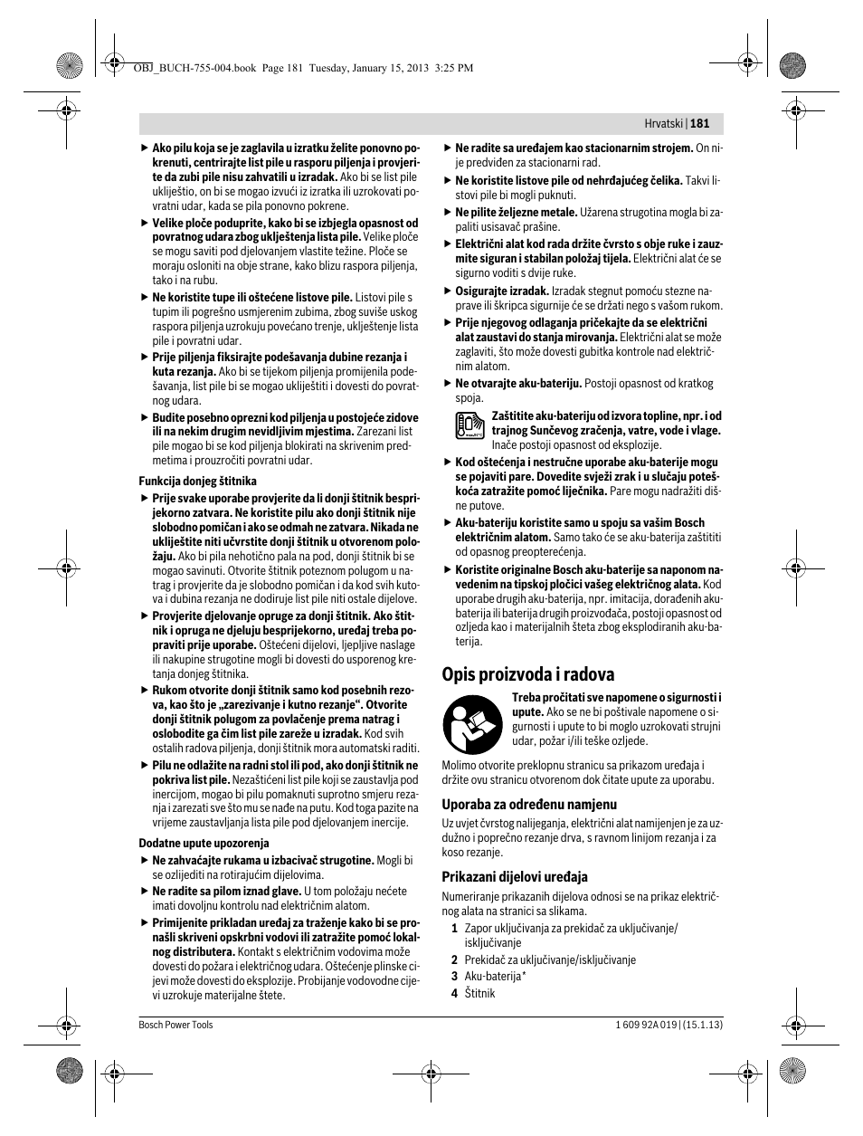 Opis proizvoda i radova | Bosch GKS 18 V-LI Professional User Manual | Page 181 / 224