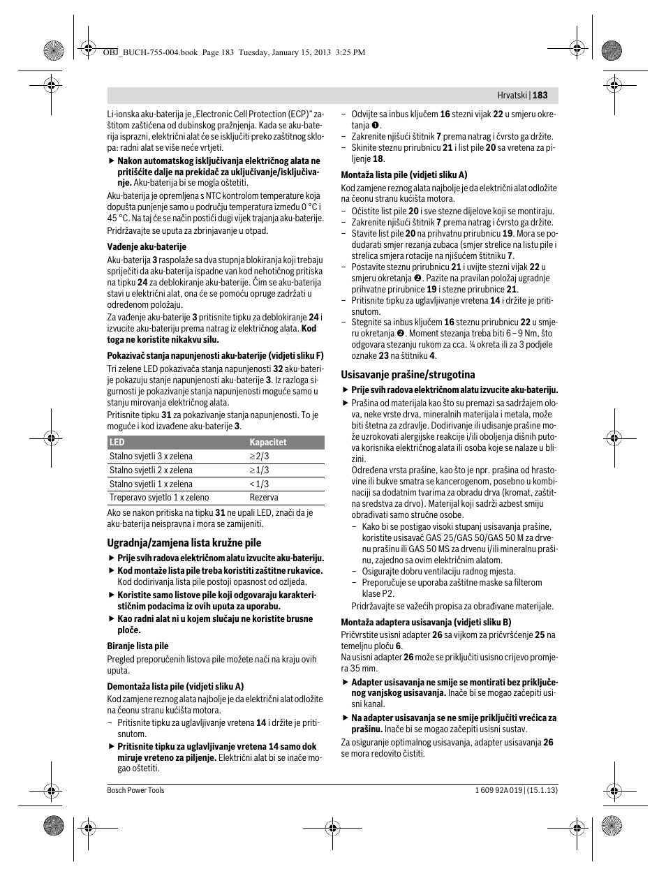 Bosch GKS 18 V-LI Professional User Manual | Page 183 / 224