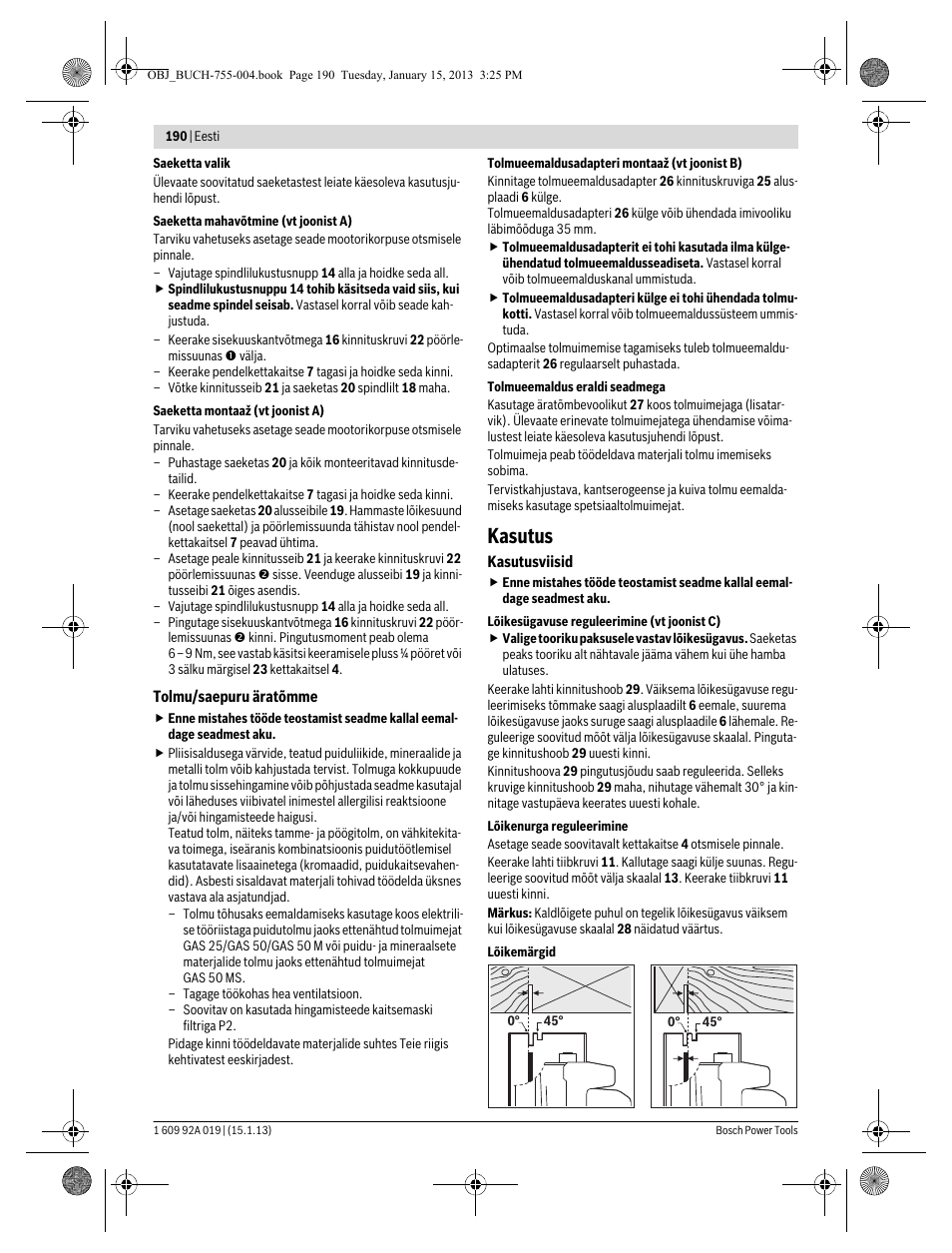 Kasutus | Bosch GKS 18 V-LI Professional User Manual | Page 190 / 224