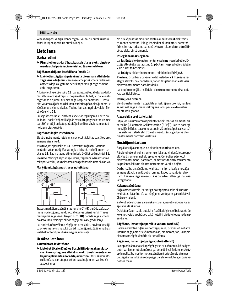 Lietošana | Bosch GKS 18 V-LI Professional User Manual | Page 198 / 224
