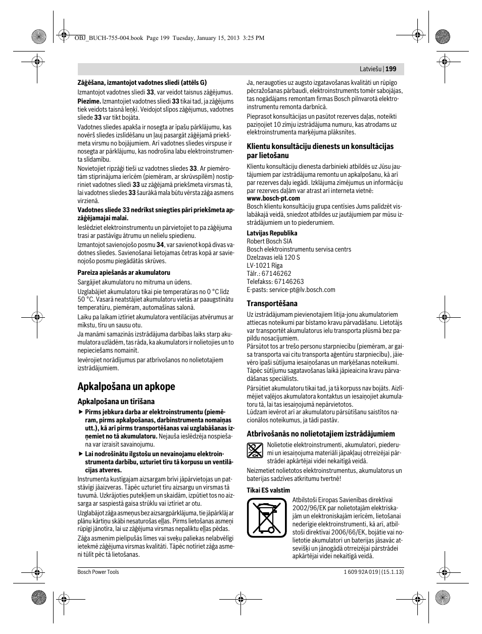 Apkalpošana un apkope | Bosch GKS 18 V-LI Professional User Manual | Page 199 / 224