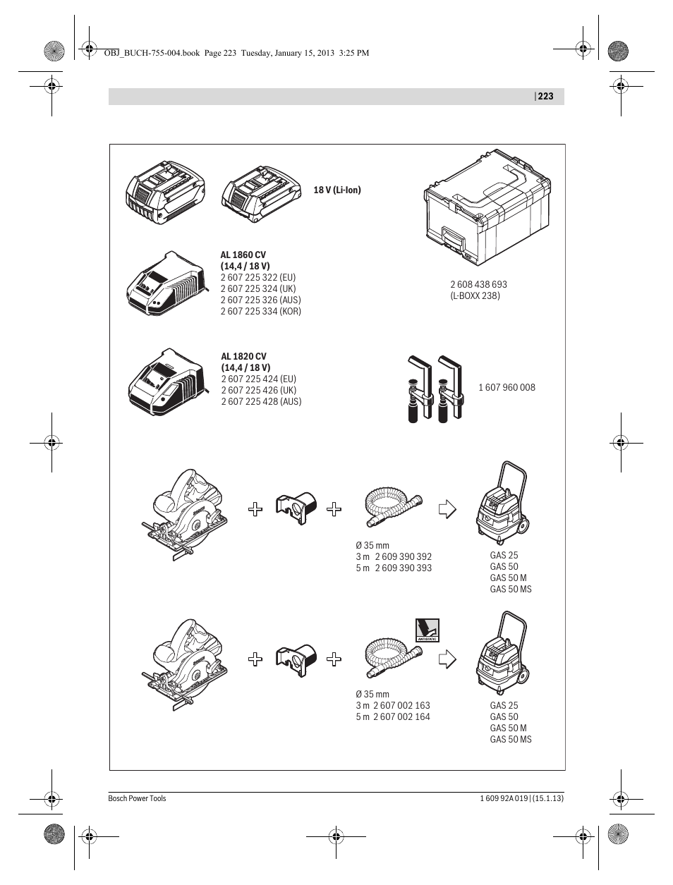 Bosch GKS 18 V-LI Professional User Manual | Page 223 / 224