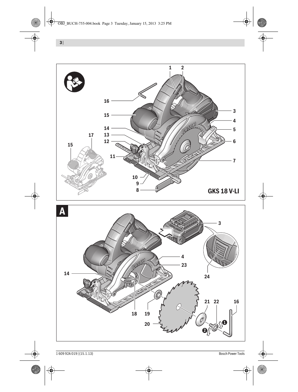 Gks 18 v-li | Bosch GKS 18 V-LI Professional User Manual | Page 3 / 224