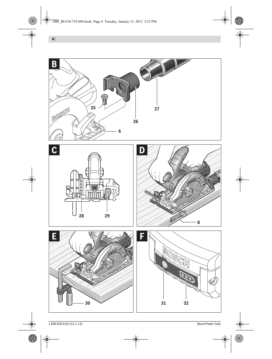 Fe d c b | Bosch GKS 18 V-LI Professional User Manual | Page 4 / 224