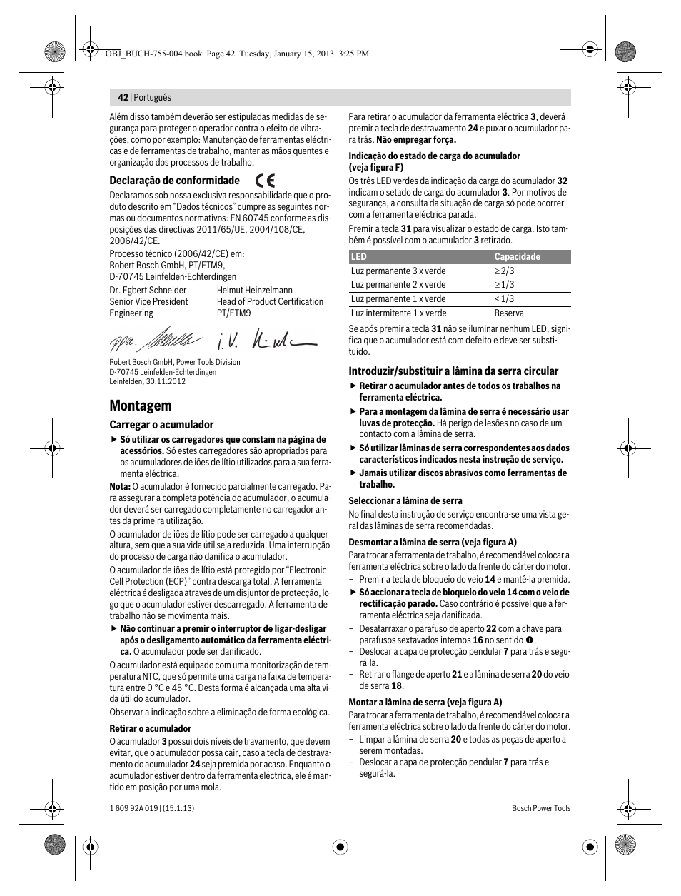 Montagem | Bosch GKS 18 V-LI Professional User Manual | Page 42 / 224