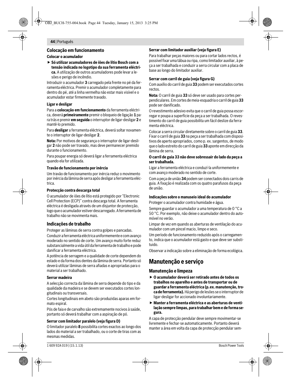 Manutenção e serviço | Bosch GKS 18 V-LI Professional User Manual | Page 44 / 224