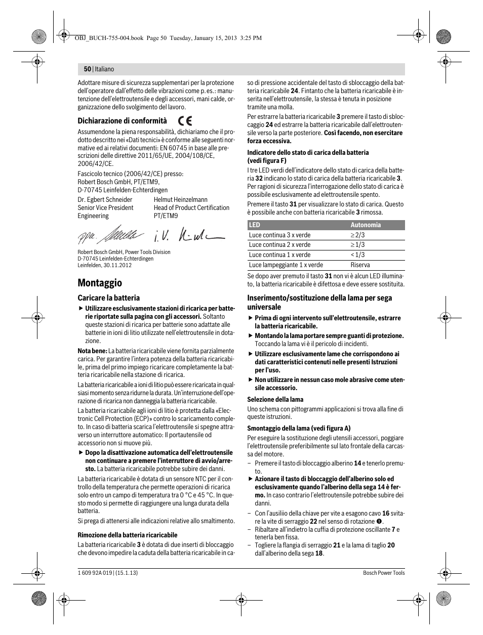 Montaggio | Bosch GKS 18 V-LI Professional User Manual | Page 50 / 224