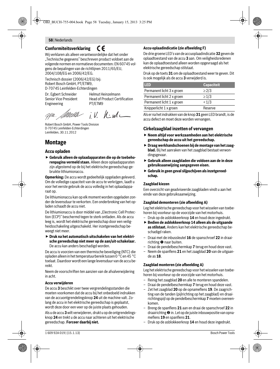 Montage | Bosch GKS 18 V-LI Professional User Manual | Page 58 / 224