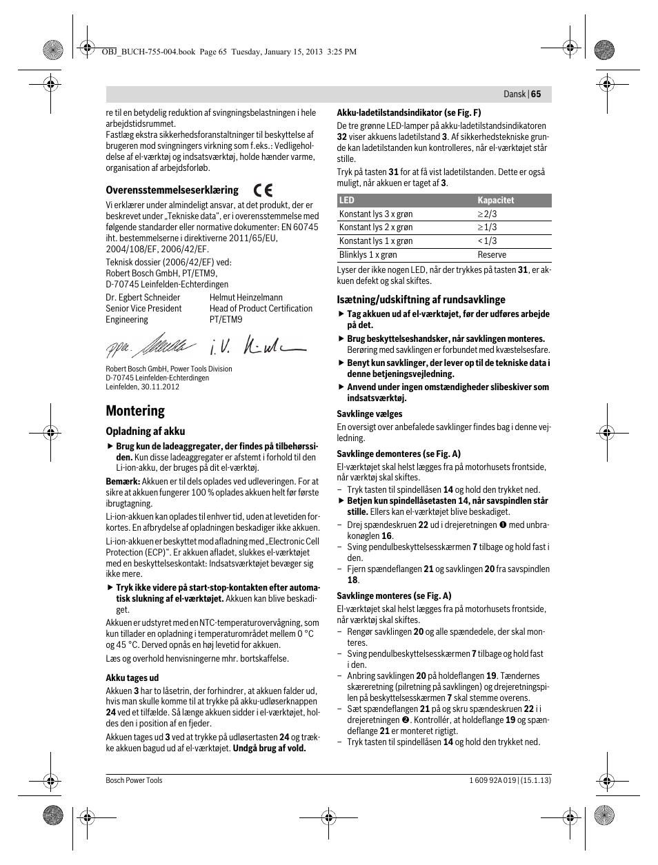 Montering | Bosch GKS 18 V-LI Professional User Manual | Page 65 / 224