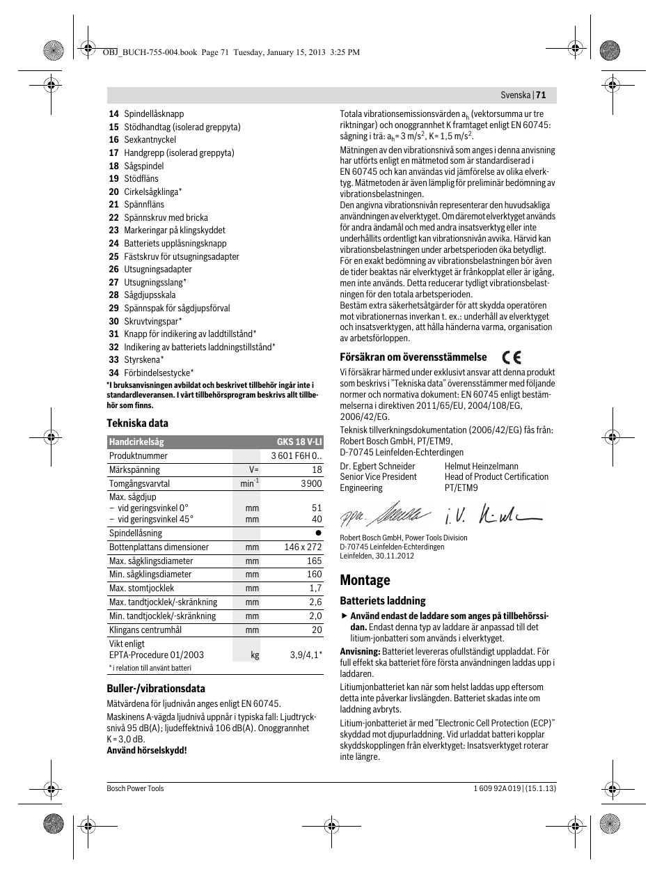 Montage | Bosch GKS 18 V-LI Professional User Manual | Page 71 / 224