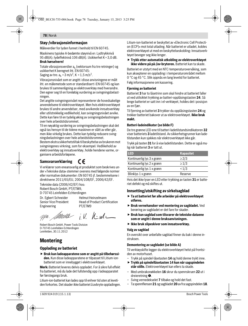 Montering | Bosch GKS 18 V-LI Professional User Manual | Page 78 / 224