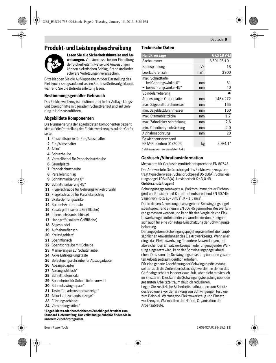 Produkt- und leistungsbeschreibung | Bosch GKS 18 V-LI Professional User Manual | Page 9 / 224