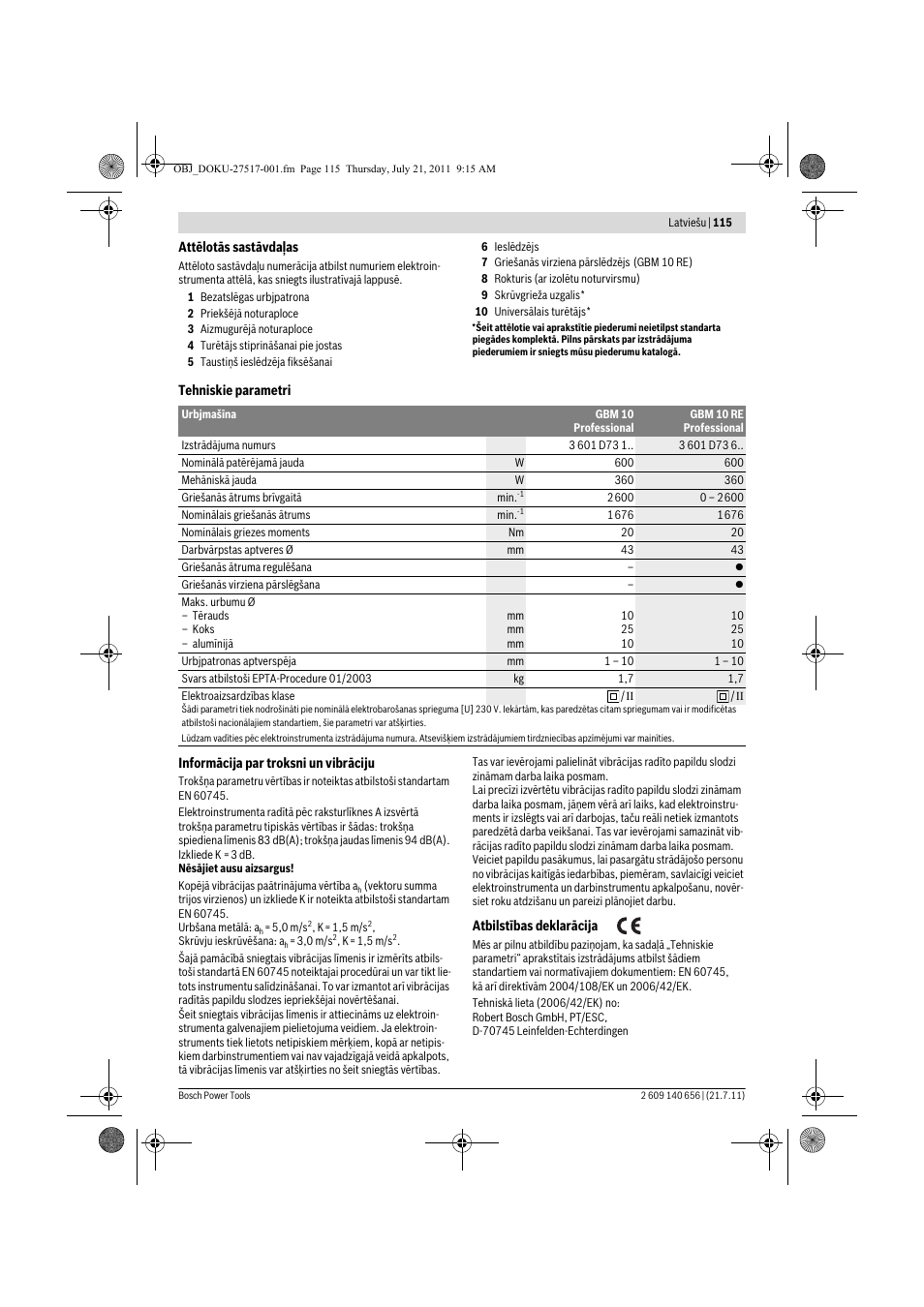 Bosch GBM Professional 10 User Manual | Page 115 / 130