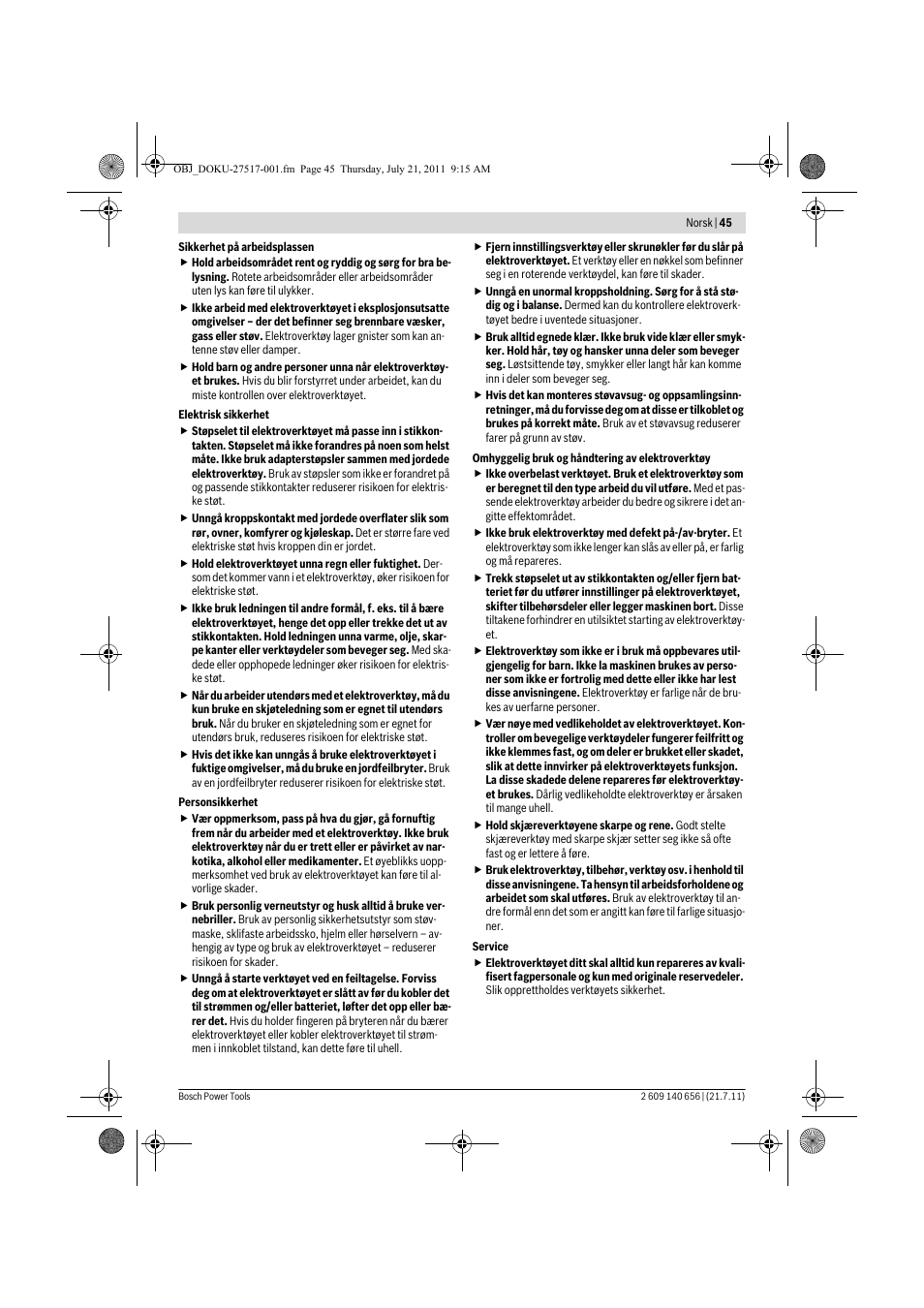 Bosch GBM Professional 10 User Manual | Page 45 / 130