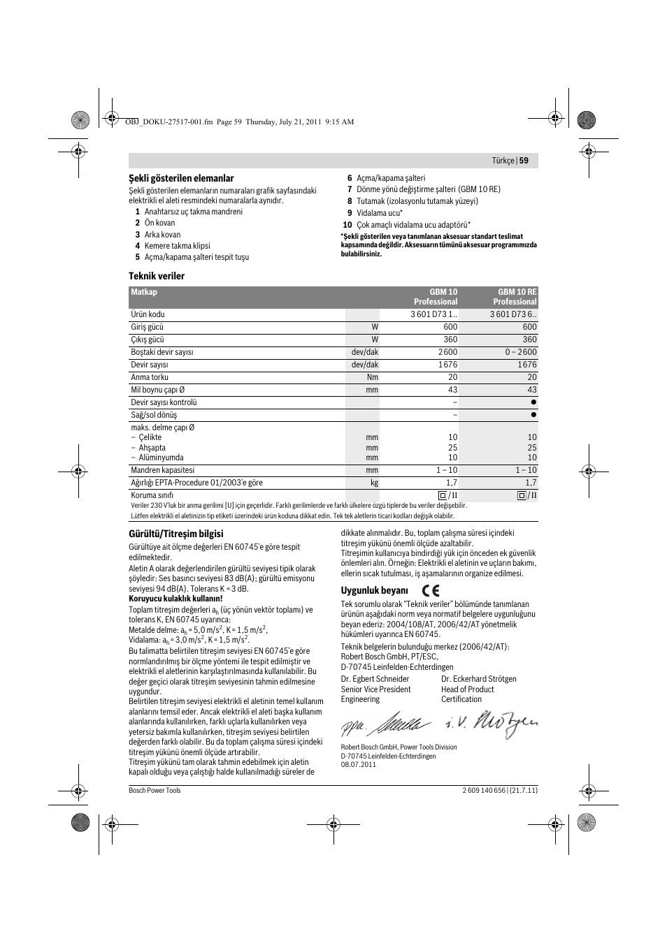 Bosch GBM Professional 10 User Manual | Page 59 / 130