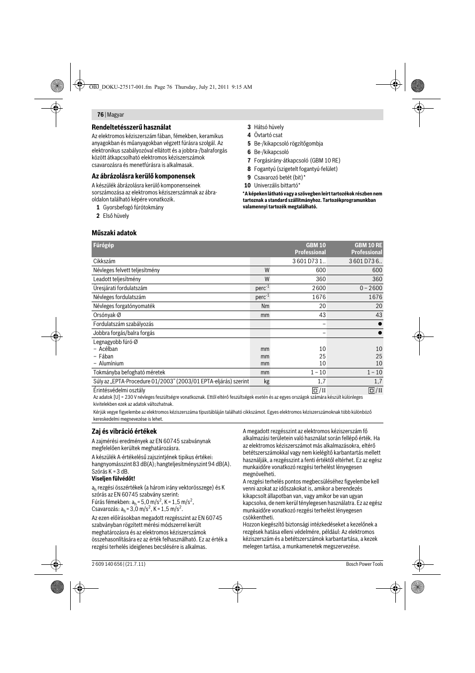 Bosch GBM Professional 10 User Manual | Page 76 / 130