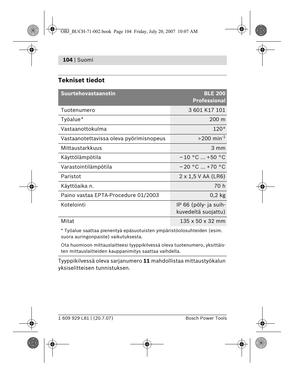 Bosch BLE 200 Professional User Manual | Page 104 / 267