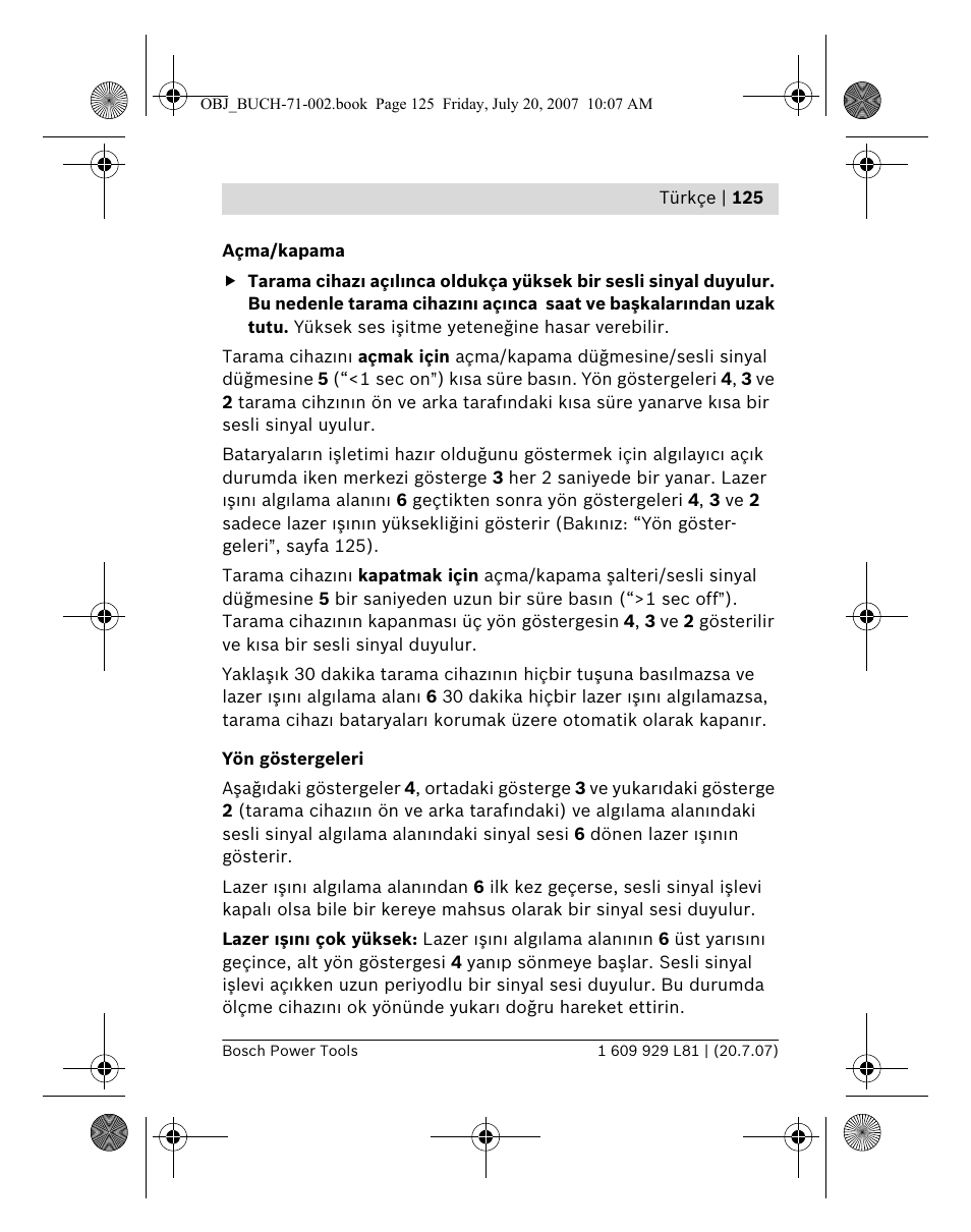 Bosch BLE 200 Professional User Manual | Page 125 / 267