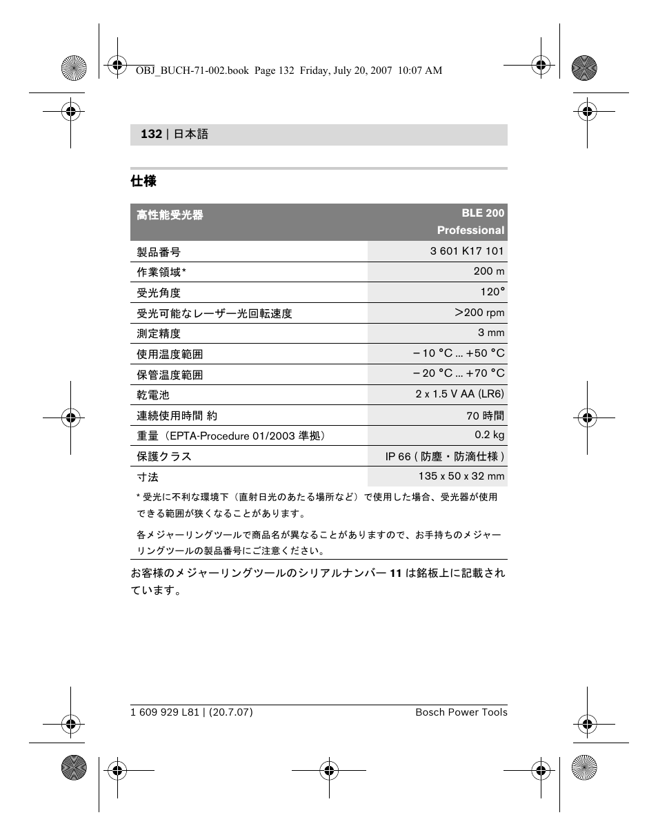 Bosch BLE 200 Professional User Manual | Page 132 / 267