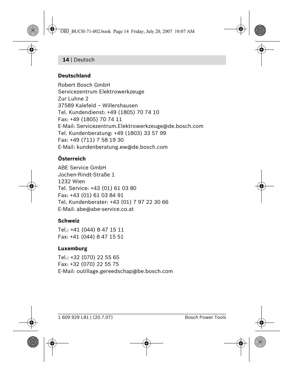 Bosch BLE 200 Professional User Manual | Page 14 / 267
