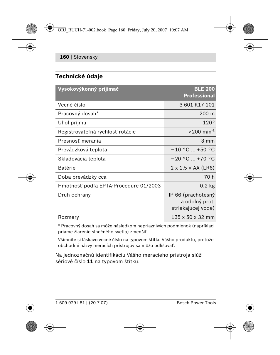 Bosch BLE 200 Professional User Manual | Page 160 / 267