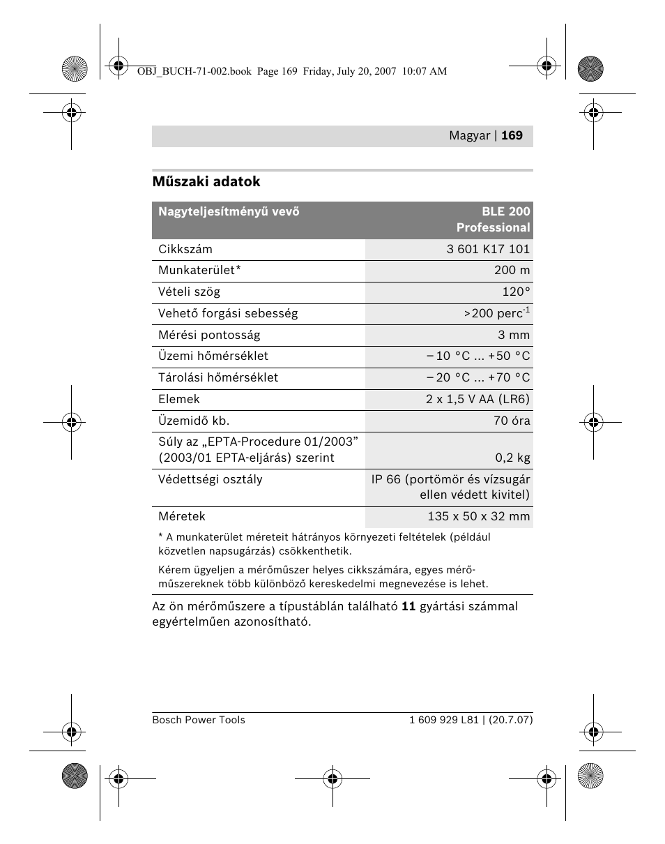 Bosch BLE 200 Professional User Manual | Page 169 / 267