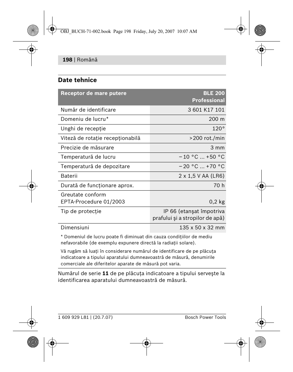 Bosch BLE 200 Professional User Manual | Page 198 / 267