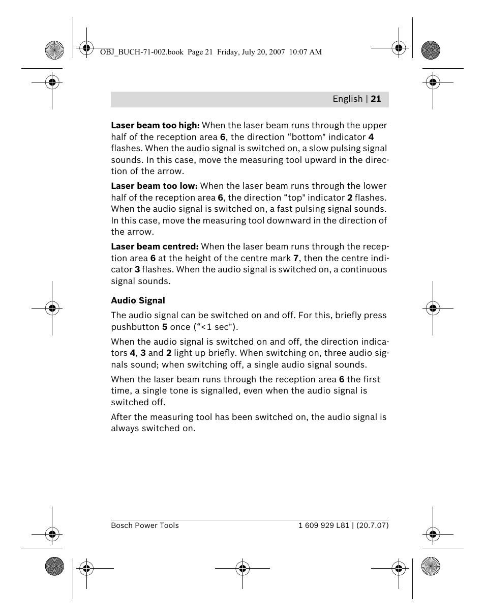 Bosch BLE 200 Professional User Manual | Page 21 / 267