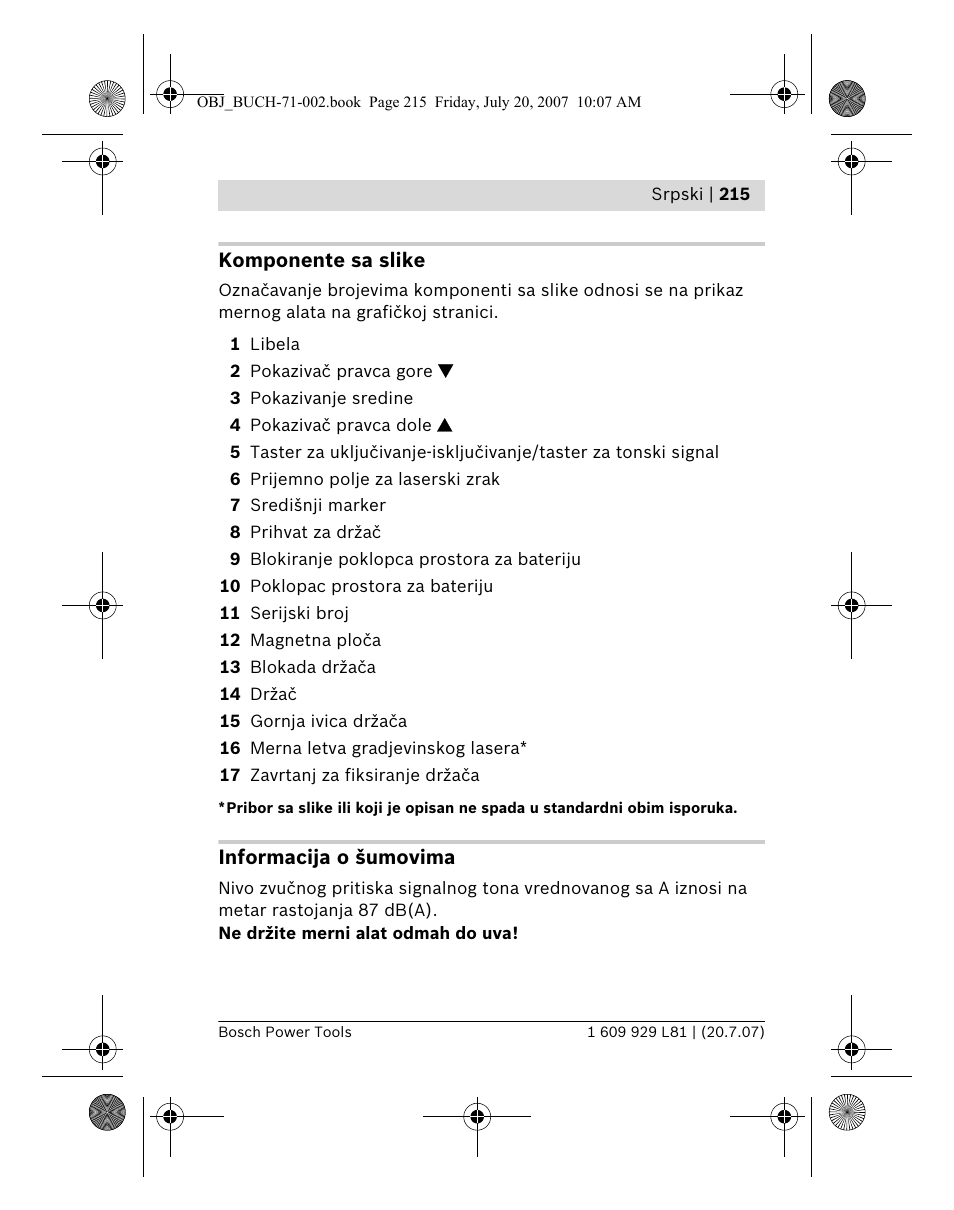 Bosch BLE 200 Professional User Manual | Page 215 / 267