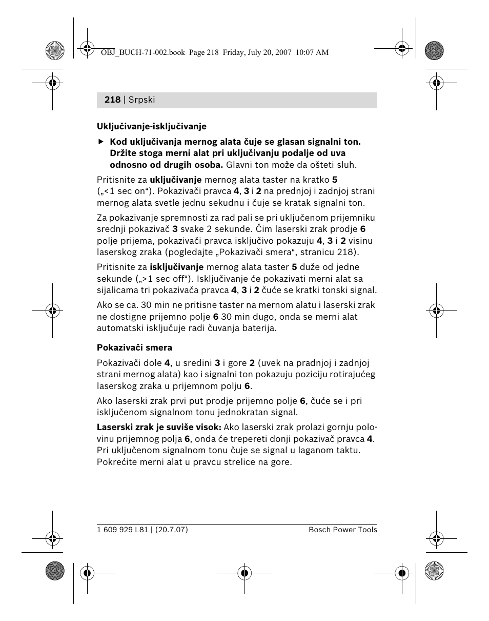 Bosch BLE 200 Professional User Manual | Page 218 / 267