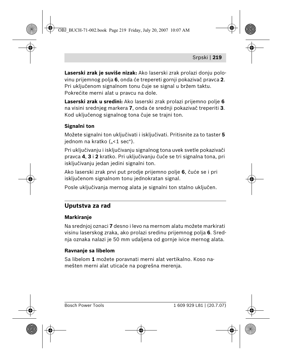 Bosch BLE 200 Professional User Manual | Page 219 / 267