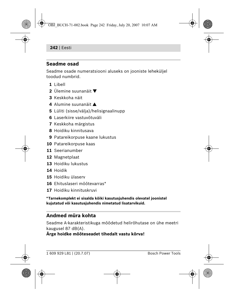 Bosch BLE 200 Professional User Manual | Page 242 / 267