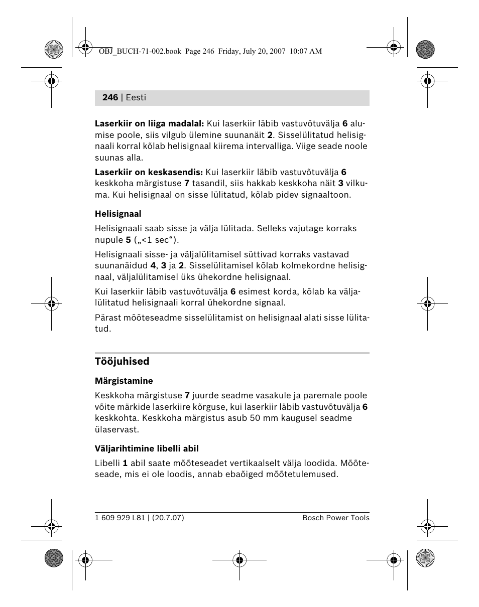 Bosch BLE 200 Professional User Manual | Page 246 / 267