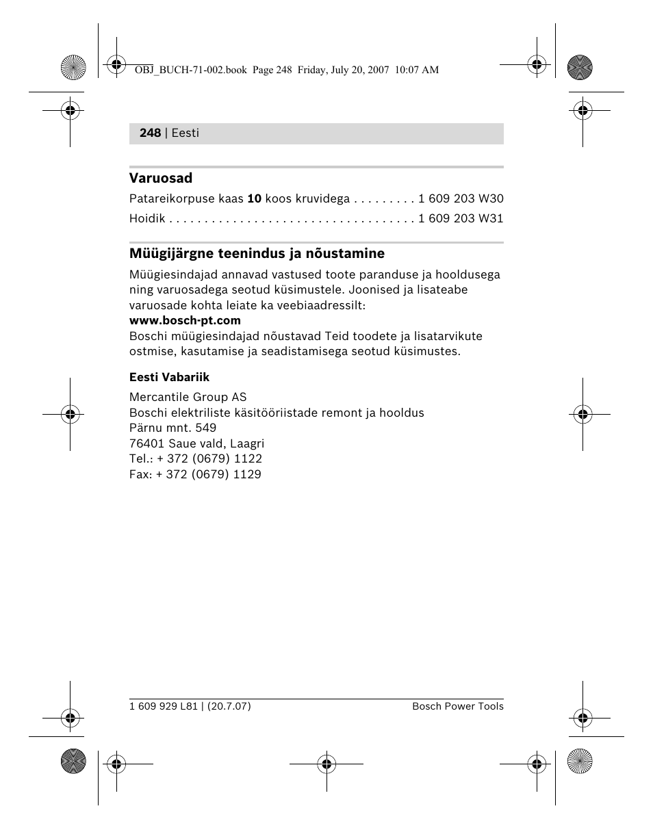 Bosch BLE 200 Professional User Manual | Page 248 / 267