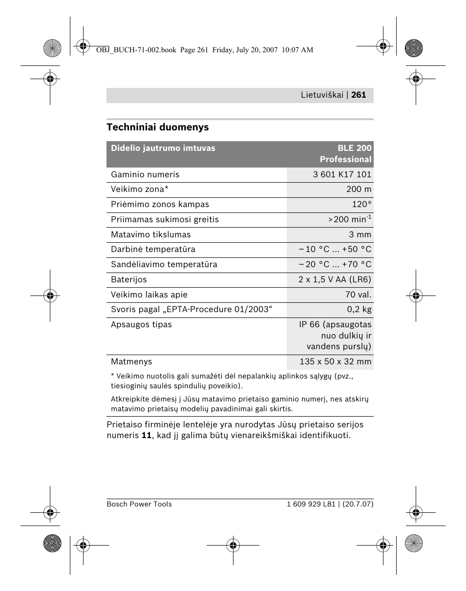 Bosch BLE 200 Professional User Manual | Page 261 / 267