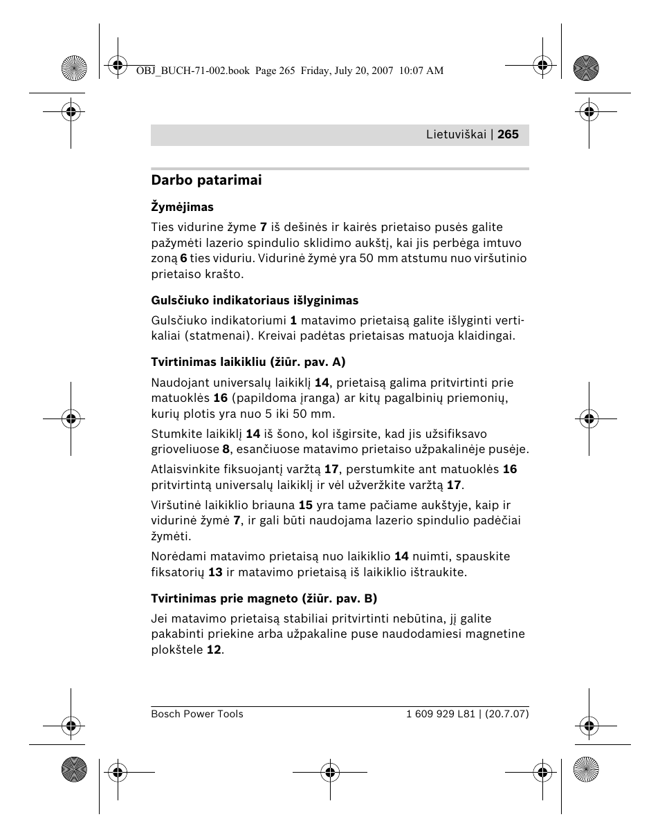 Bosch BLE 200 Professional User Manual | Page 265 / 267