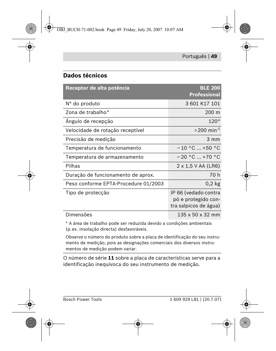 Bosch BLE 200 Professional User Manual | Page 49 / 267