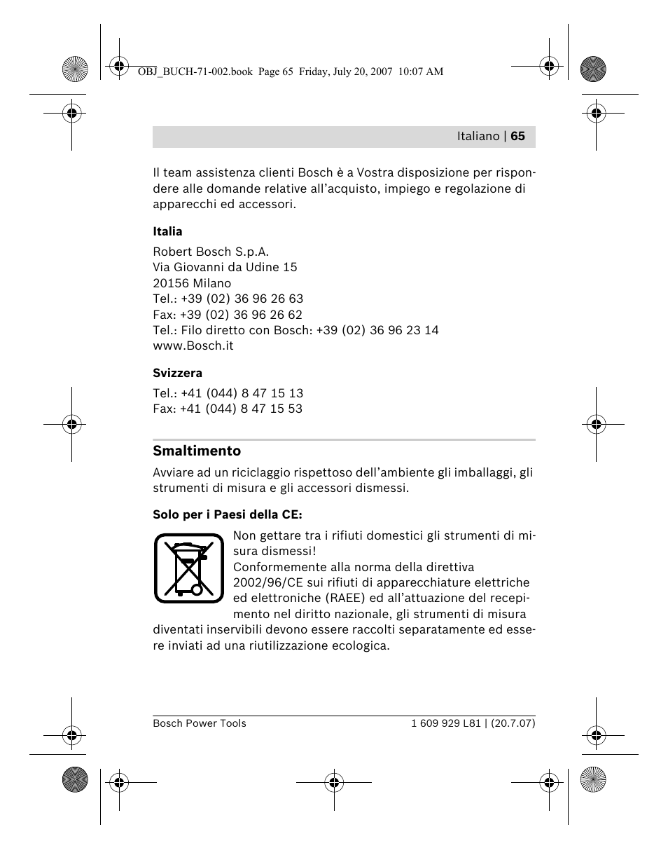 Bosch BLE 200 Professional User Manual | Page 65 / 267