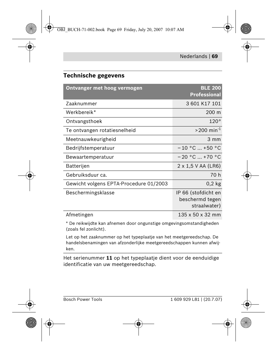 Bosch BLE 200 Professional User Manual | Page 69 / 267