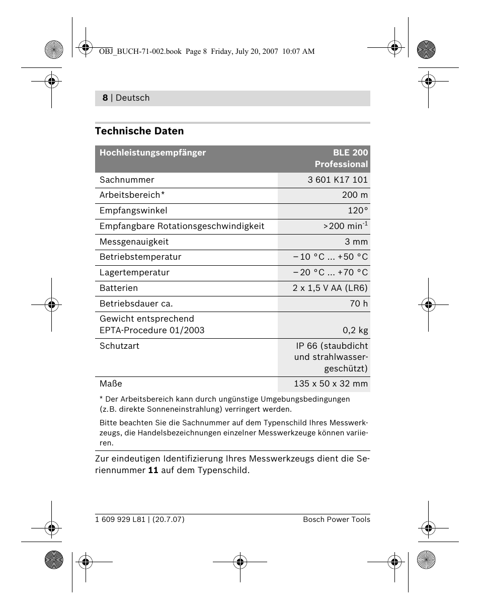 Bosch BLE 200 Professional User Manual | Page 8 / 267