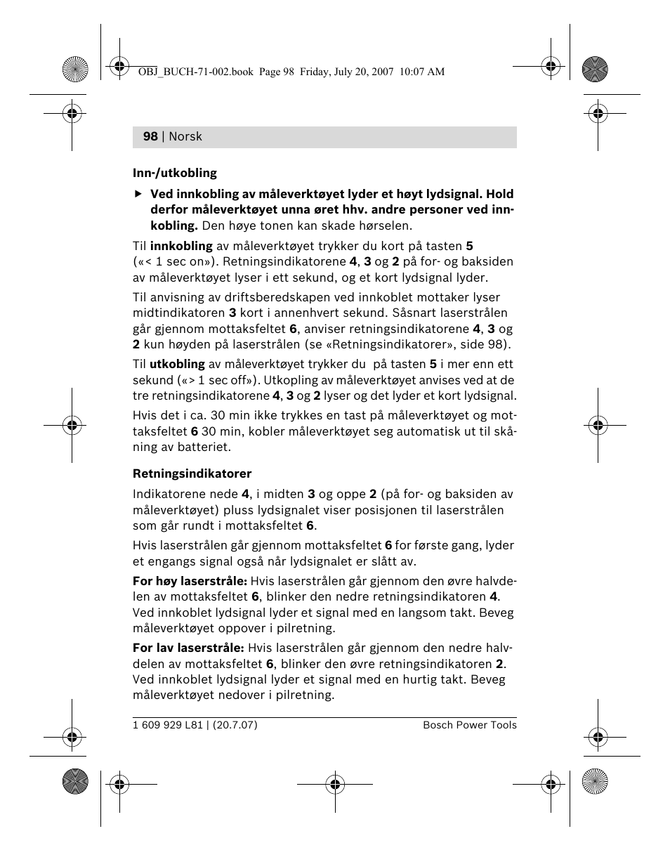 Bosch BLE 200 Professional User Manual | Page 98 / 267