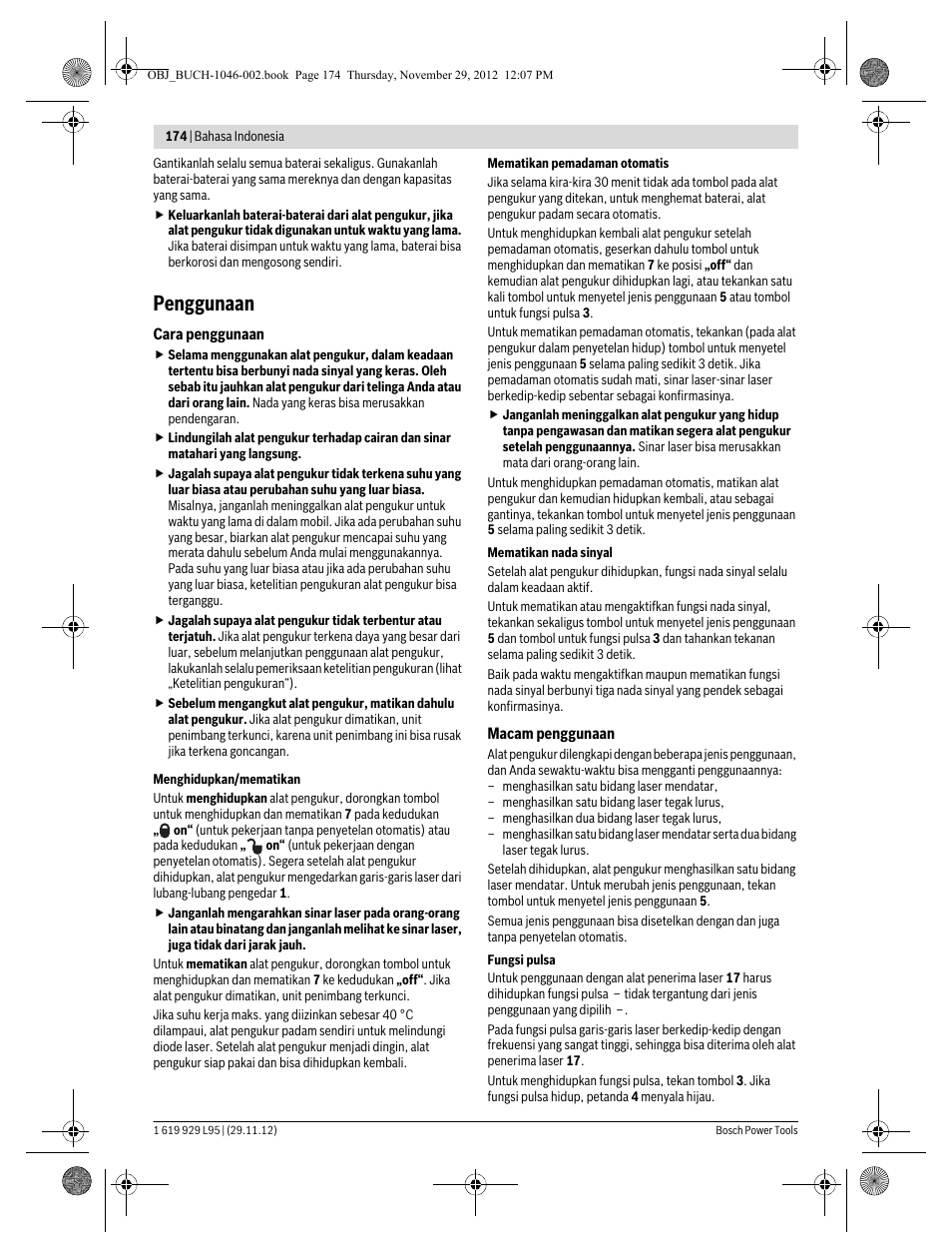 Penggunaan | Bosch GLL 3-80 P Professional User Manual | Page 174 / 196