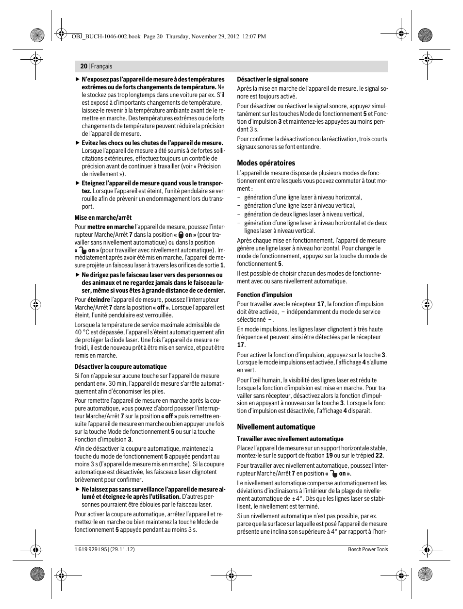 Bosch GLL 3-80 P Professional User Manual | Page 20 / 196